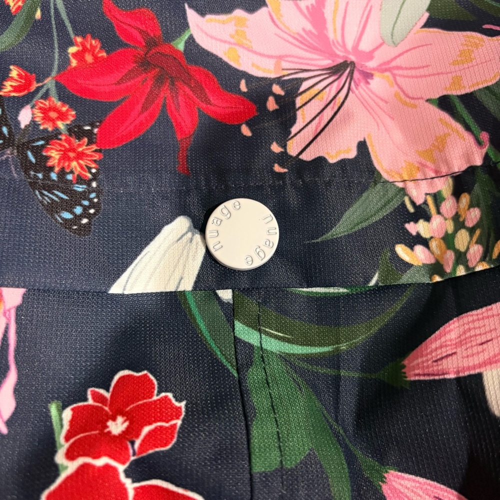 Nuage Navy Floral Print Waterproof Raincoat Size M - Picture 8 of 10